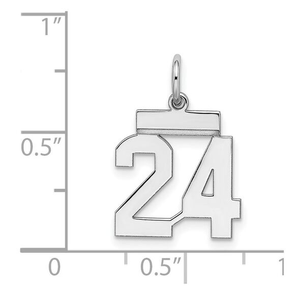 Sterling Silver, Athletic Collection, Small Polished Number 24 Pendant - Picture 4 of 5